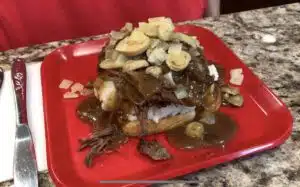 Open-Faced Pot Roast Sandwich on a plate