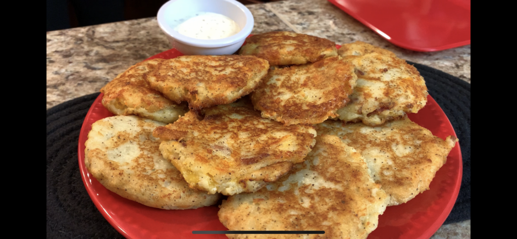 Fried Potato Cakes on a platter