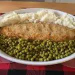 Baked Salmon Loaf with Mashed Potatoes and Peas