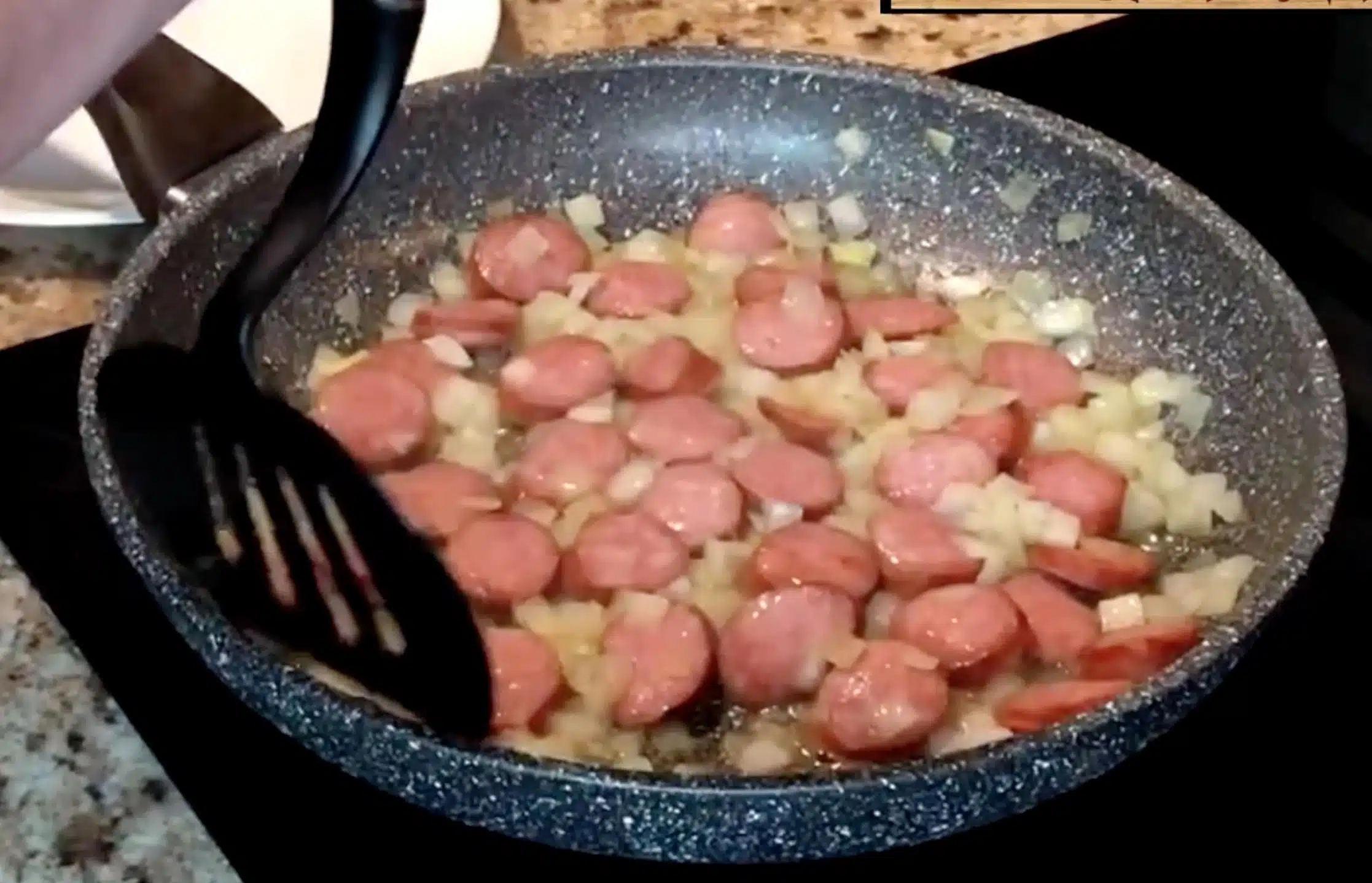 Sausage and Onion Sausage and Onion in Skillet