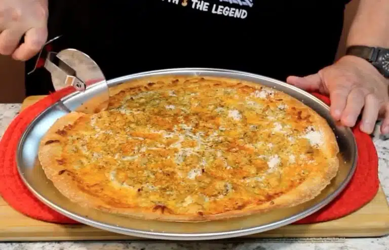 Slicing Buffalo Chicken Pizza