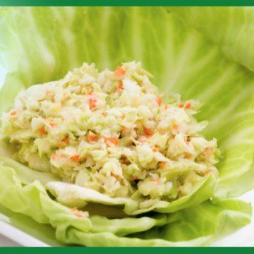 Coleslaw KFC Style on a leaf of lettuce