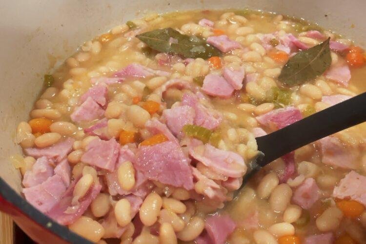 Great Northern Beans and Ham in a Dutch Oven