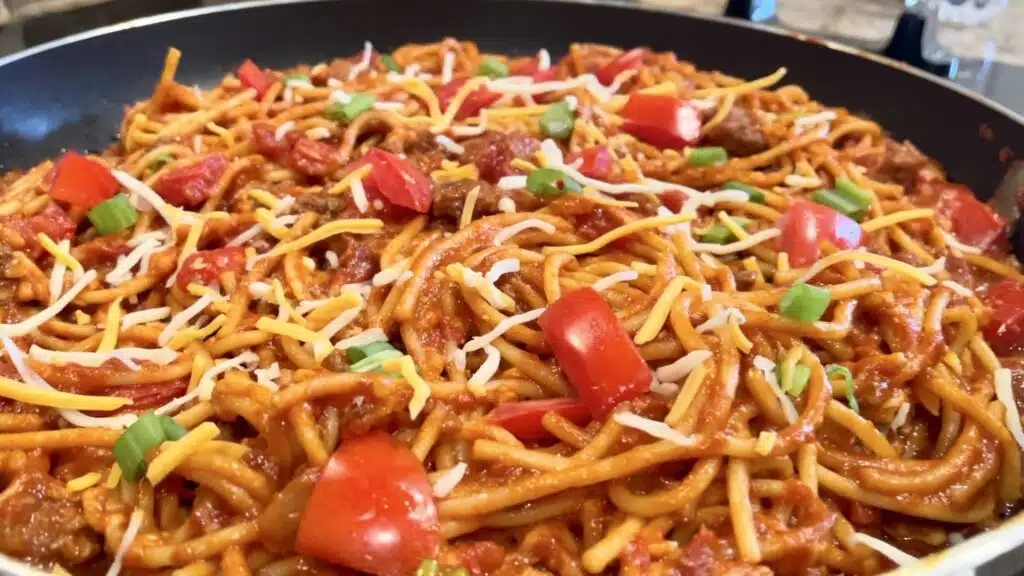 One Pot Taco Spaghetti