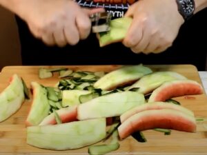 Preparing Pickled Watermelon rinds